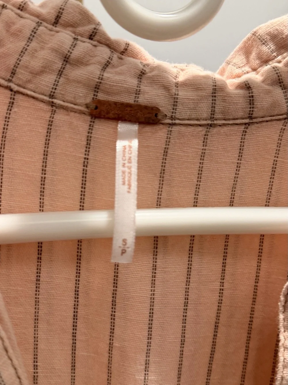 Free People Peach-Striped Utility Romper